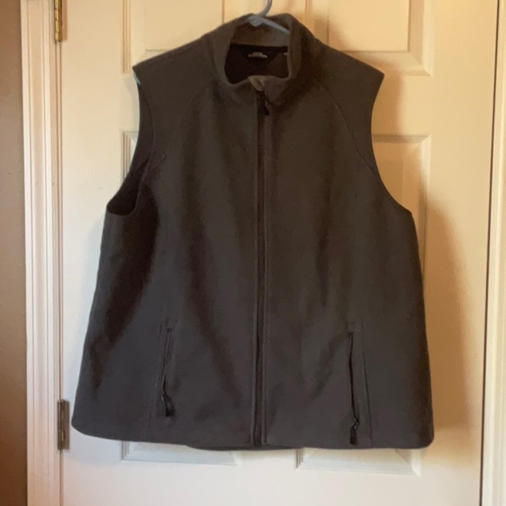 Lands’ End Men’s Grey Sleeveless Drawstring Fleece Vest Size X-Large